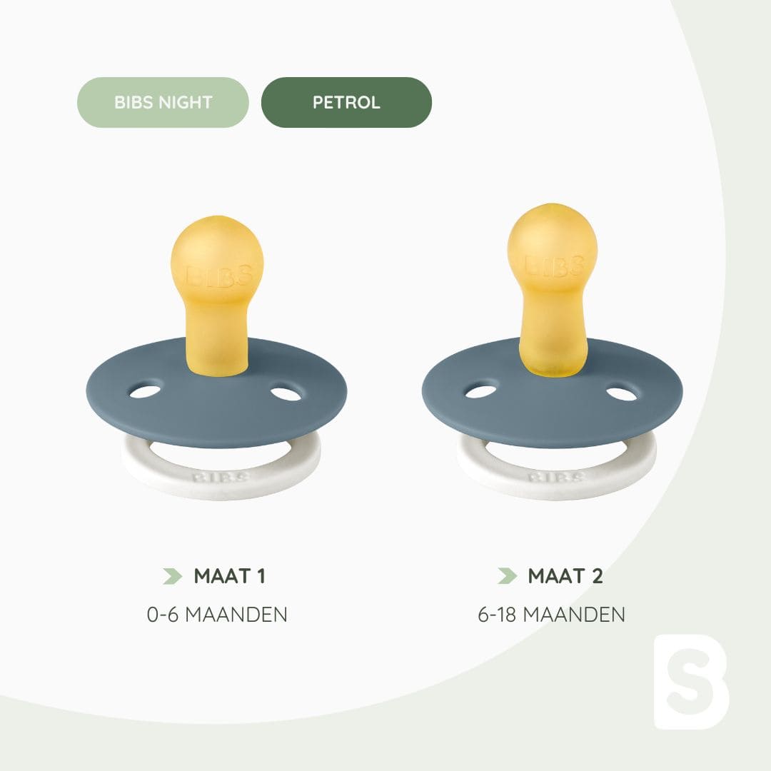 BIBS colour speen glow in the dark night in de kleur petrol blauw