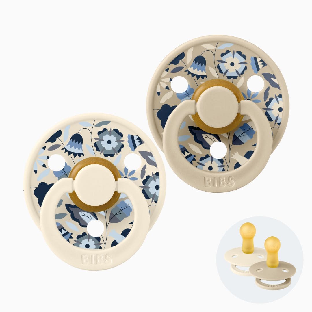 BIBS fospenen met ronde speen van 100% natuurlijk rubber met Liberty Boho print in de kleur ivory wit en vanilla beige