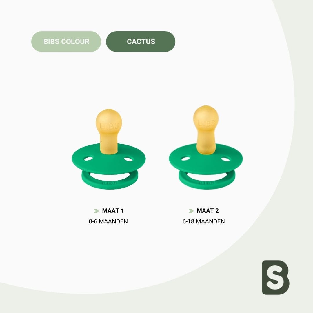 BIBS fopspeen met ronde speen van latex in de groene kleur Cactus