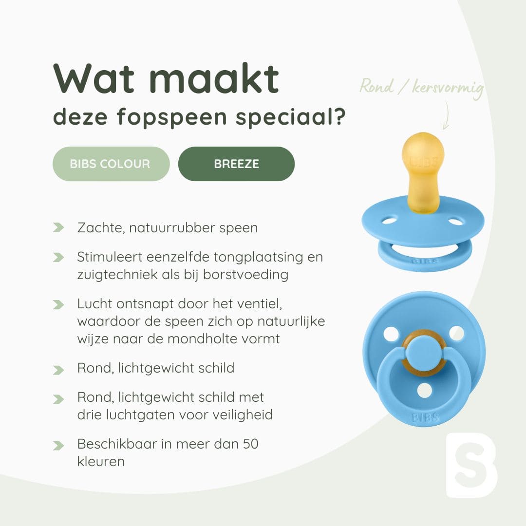 BIBS Colour ronde speen in de kleur breeze