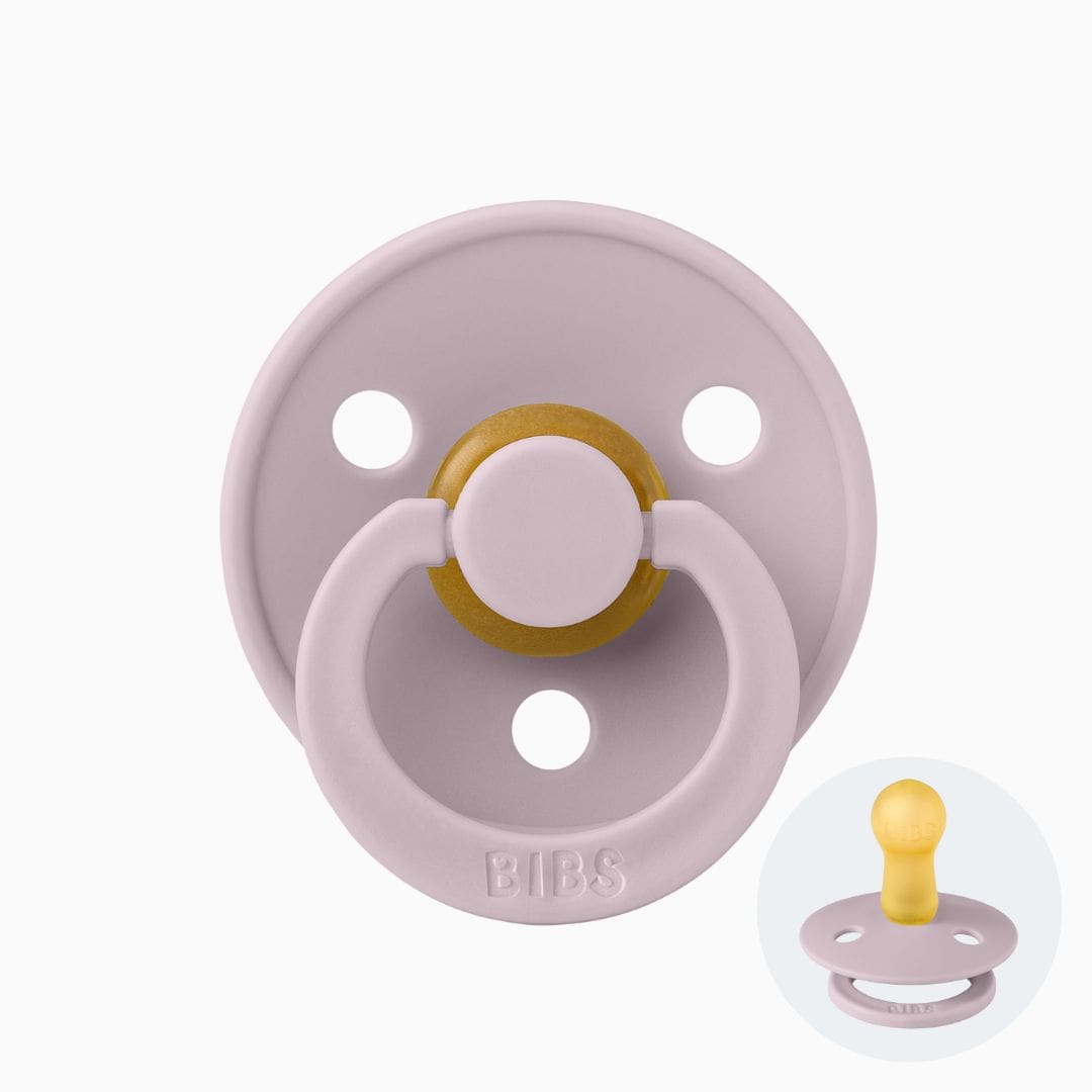 BIBS Colour fopspeen met ronde speen van 100% natuurlijk rubber in de kleur dusky lilac lila