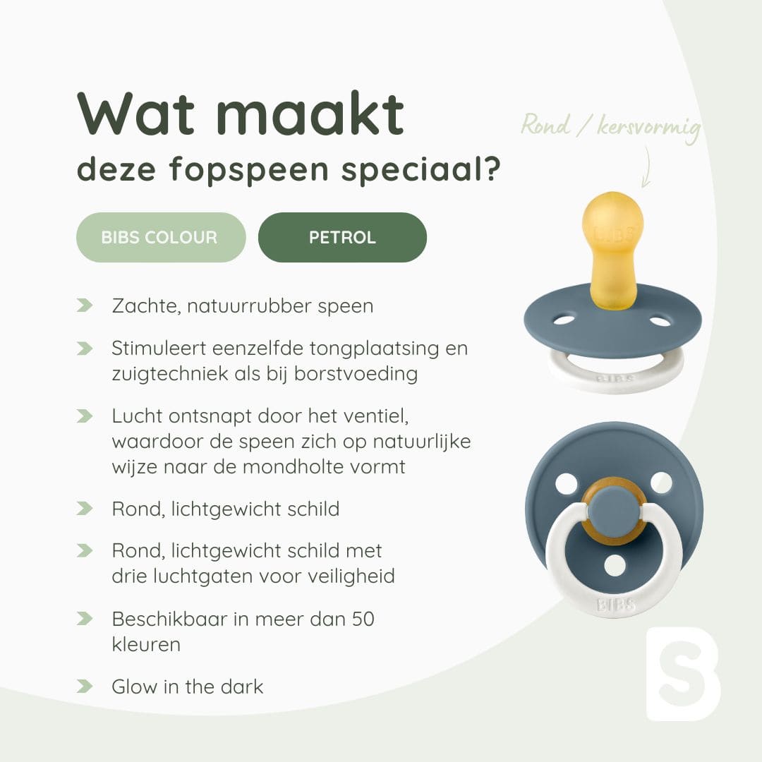 BIBS colour speen glow in the dark night in de kleur petrol blauw