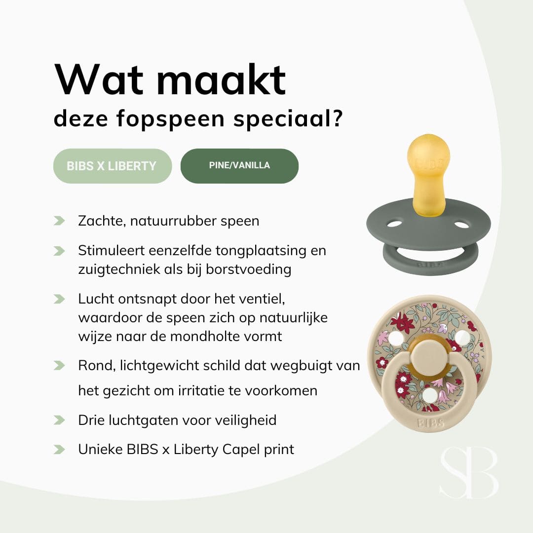 BIBS x Liberty colour fopspeen met ronde speenvorm in de kleur pine