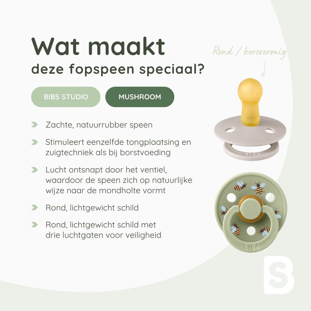 BIBS Studio speen met bijtjes mushroom mix