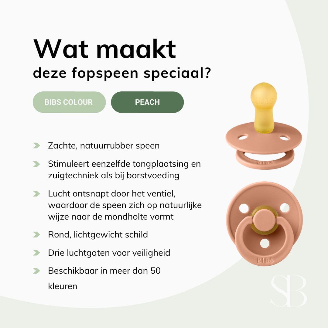 BIBS Colour fopspeen met ronde speen van natuurrubber latex in de kleur peach oranje