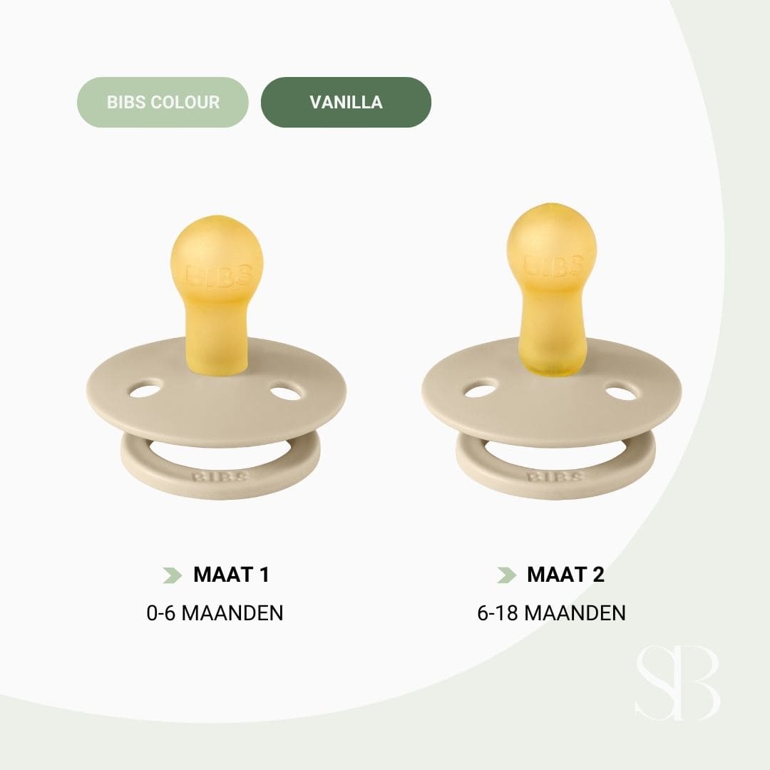 BIBS fopspeen Studio Collection Flowers Child & Morning Bloom met ronde speen van natuurrubber in de kleur beige