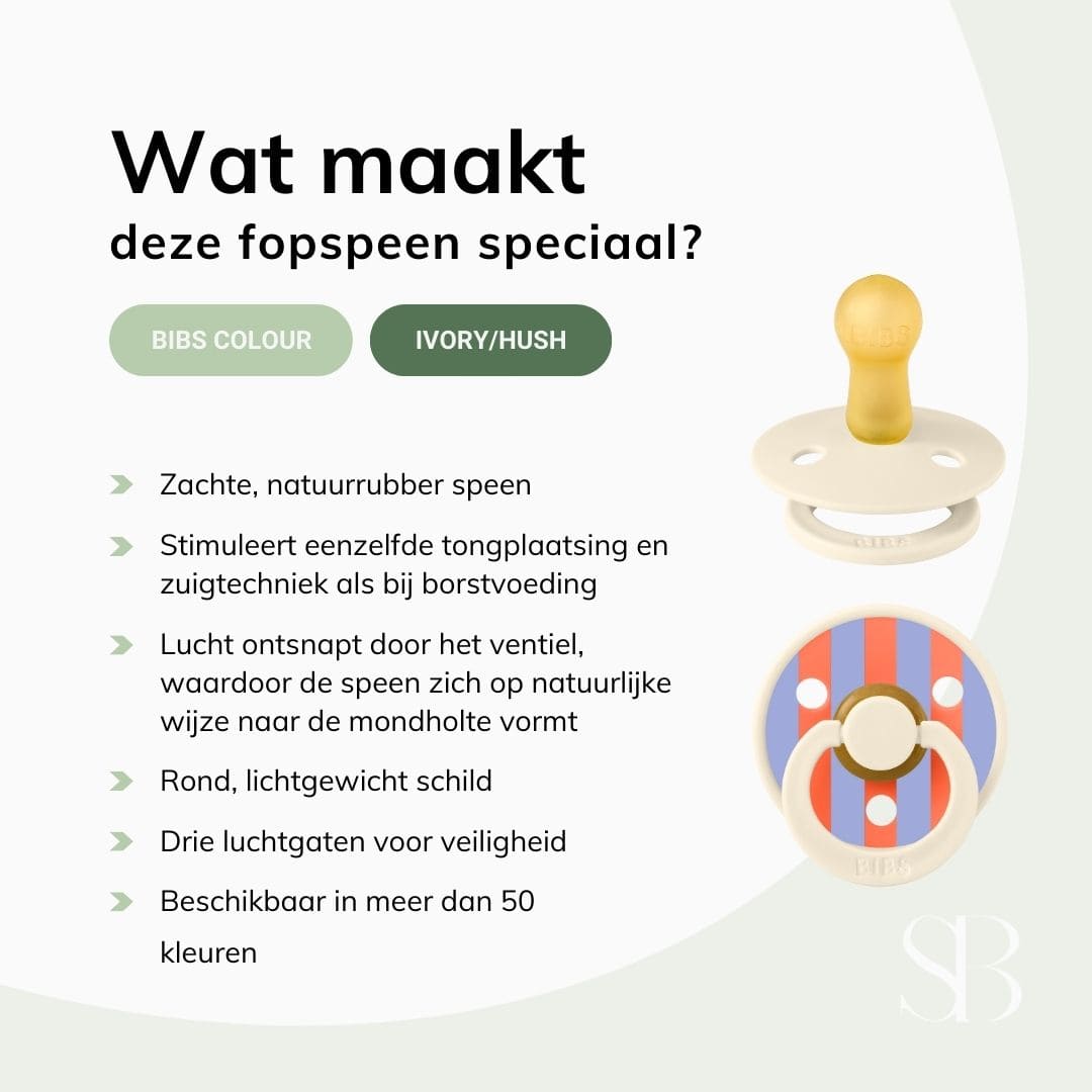BIBS fopspeen Studio collection met ronde speen van natuurrubber met streep dessin hush mix