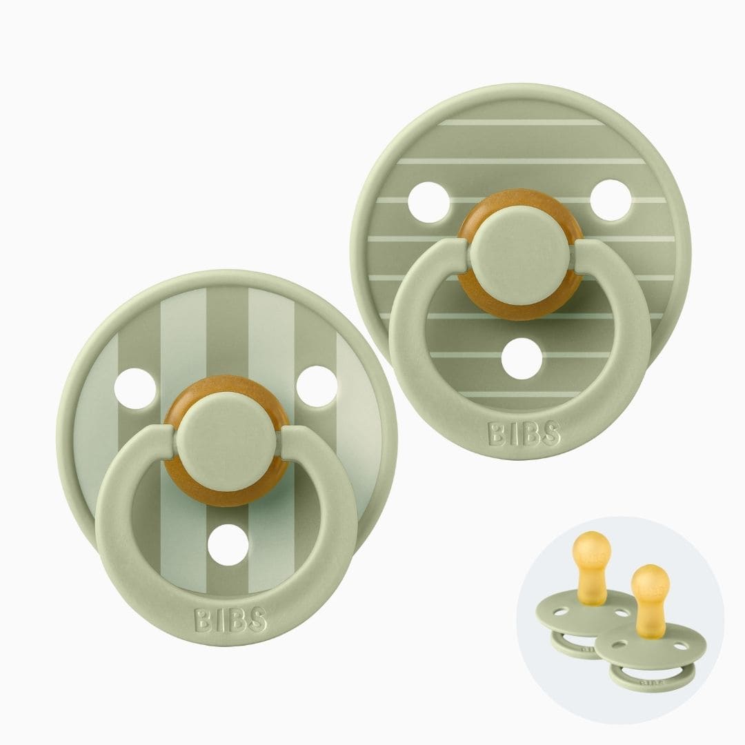 BIBS Studio speen met ronde speen van latex in de kleur sage met streepjes