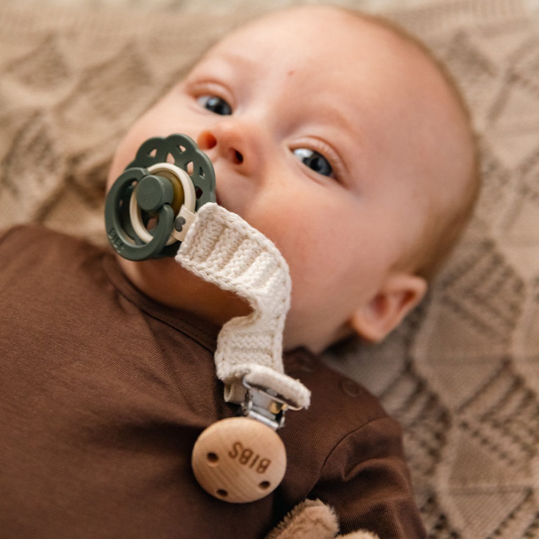 BIBS speenkoord stof gebreid ivory off white