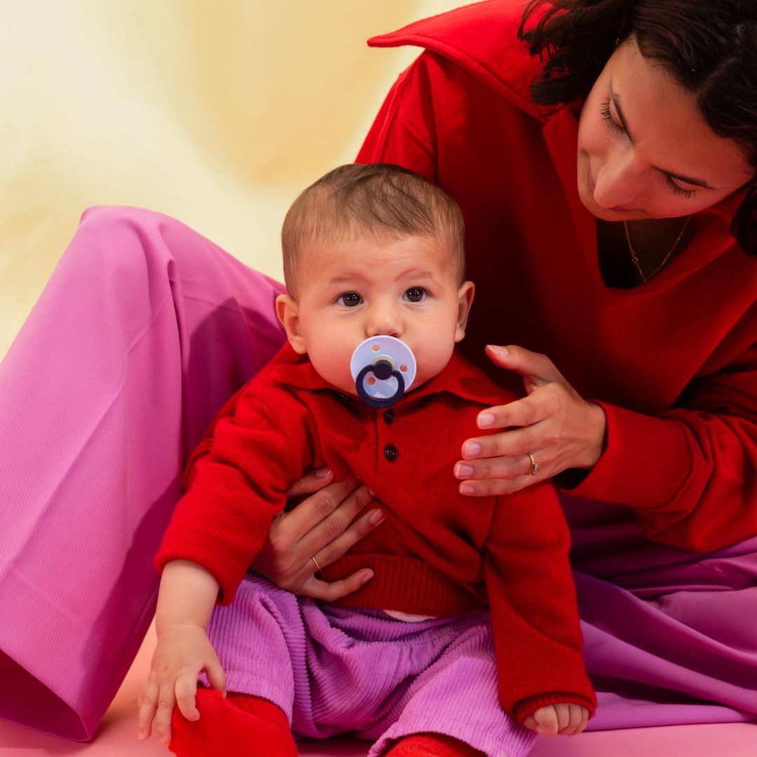 BIBS speen met ronde speenvorm van natuurrubber latex uit de fusion collectie in de blauwe kleuren baby blue en petrol