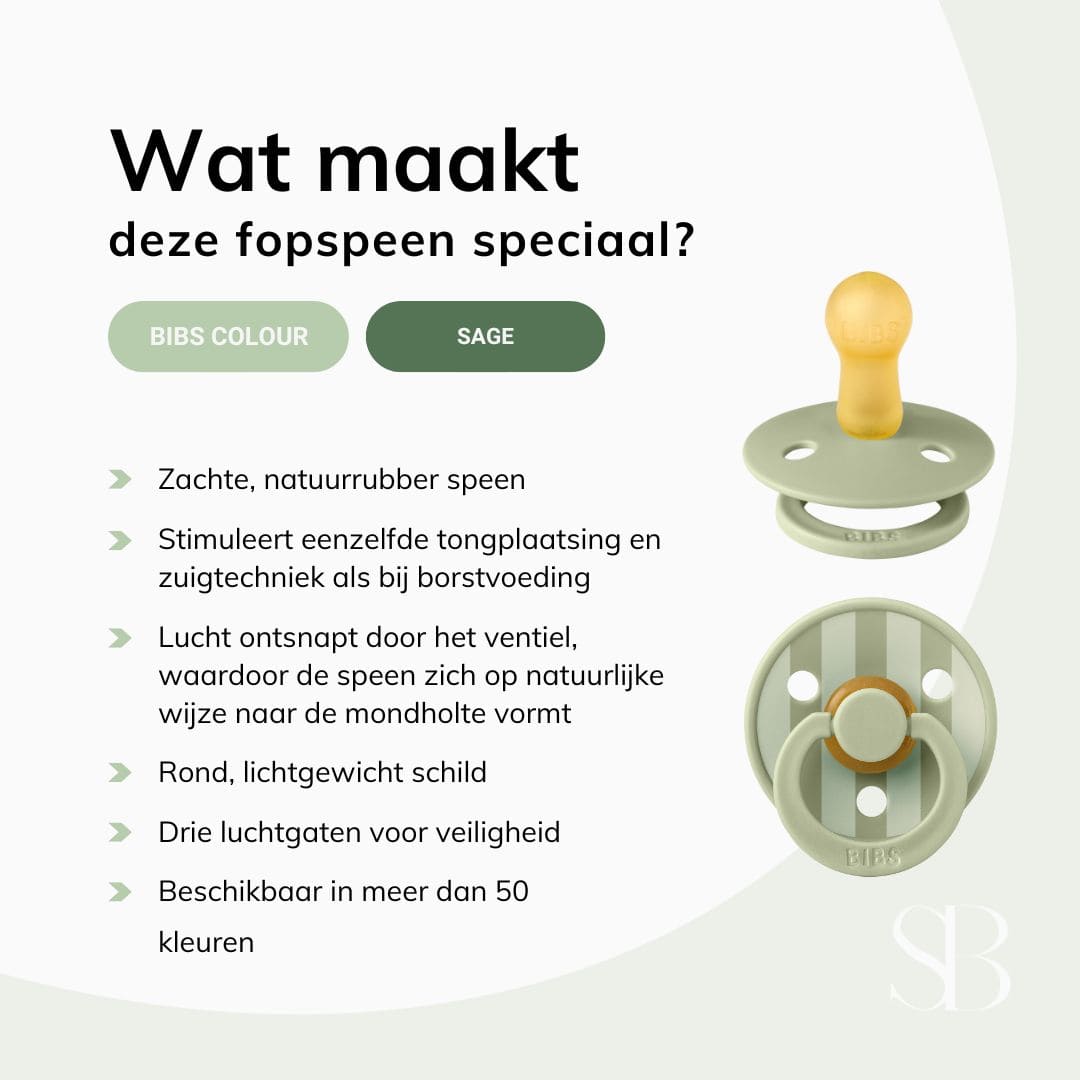 BIBS Studio Collection fopspeen met ronde speen van natuurrubber in oud groene kleur sage