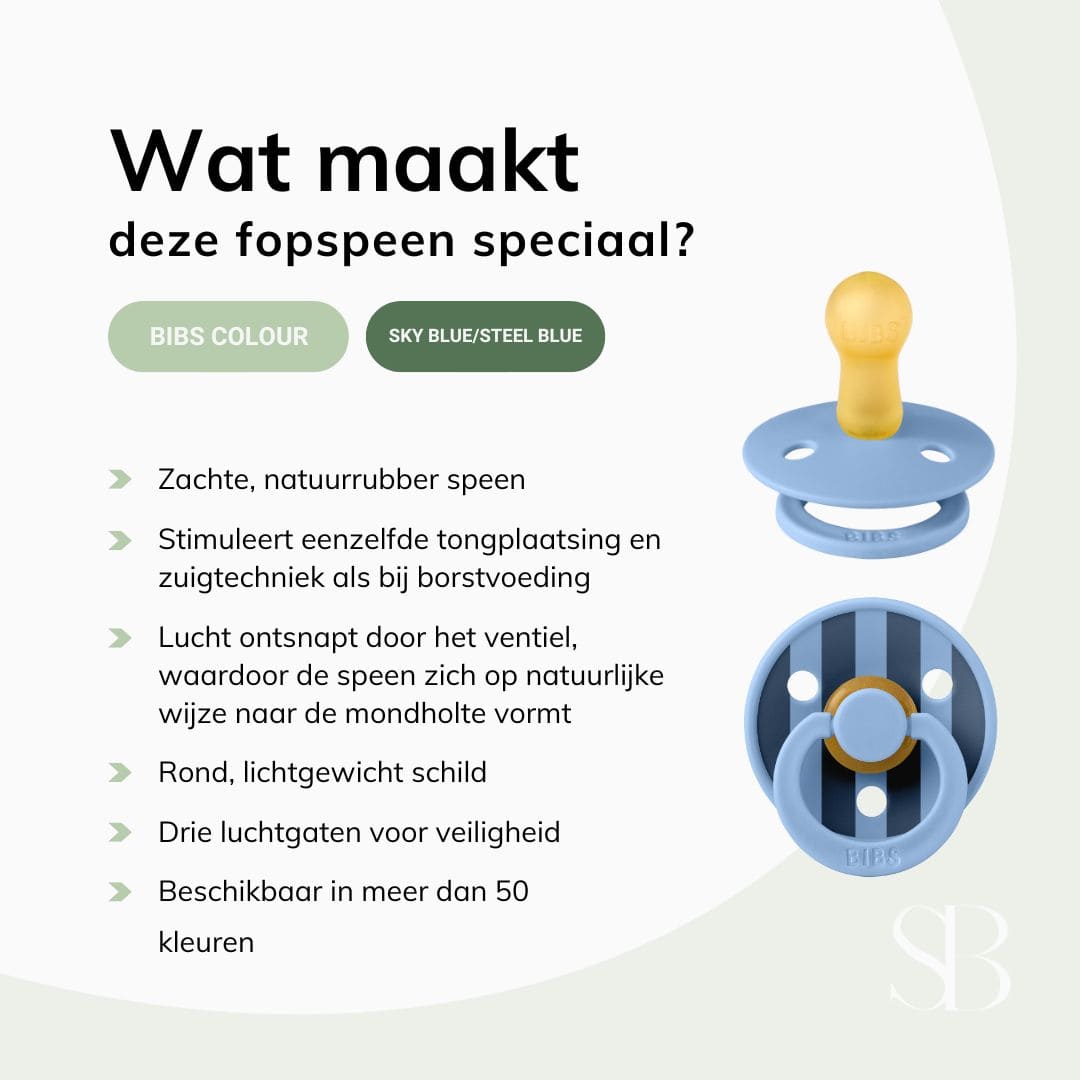 BIBS Studio Collection fopspeen met ronde speen van latex in de kleur blauw