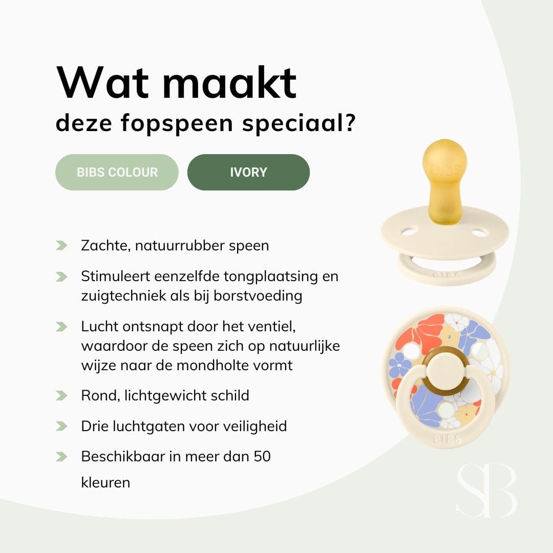 BIBS fopspeen Studio Collection Morning Bloom & Flower Child met ronde speen van natuurrubber