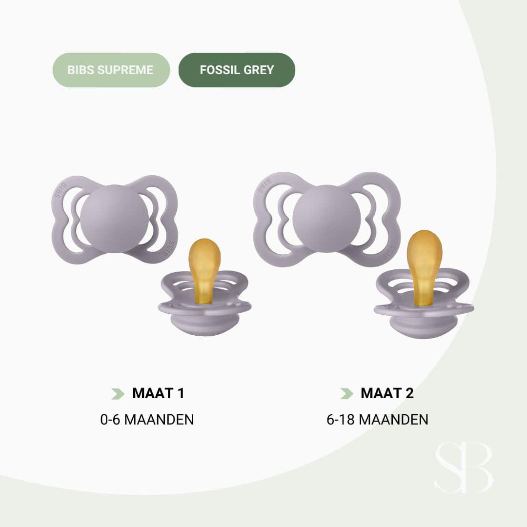 BIBS supreme fopspeen met symmetrische speen van latex in de kleur fossil grey