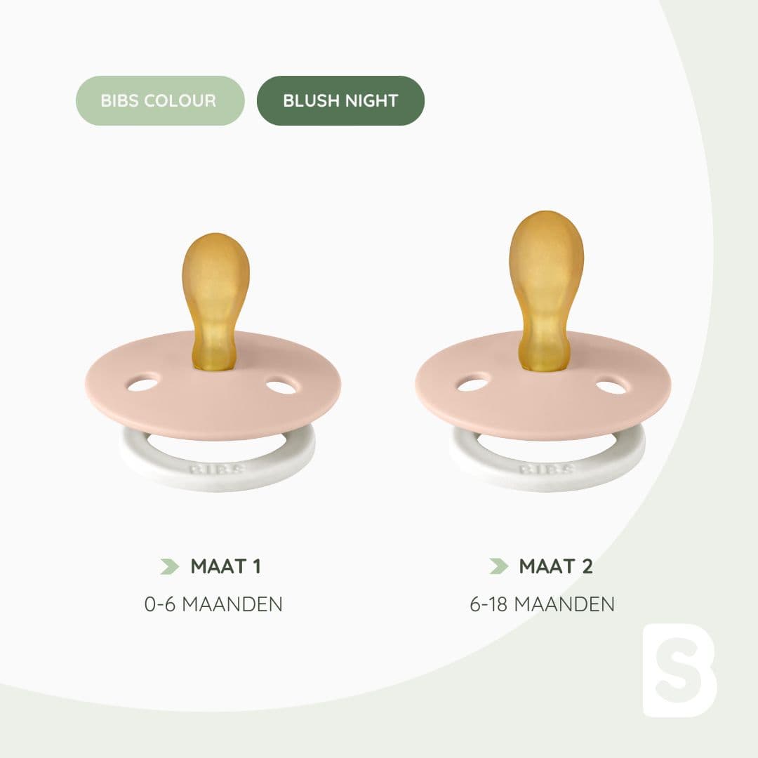 BIBS glow in the dark fopspeen met symmetrische speen in de kleur blush roze