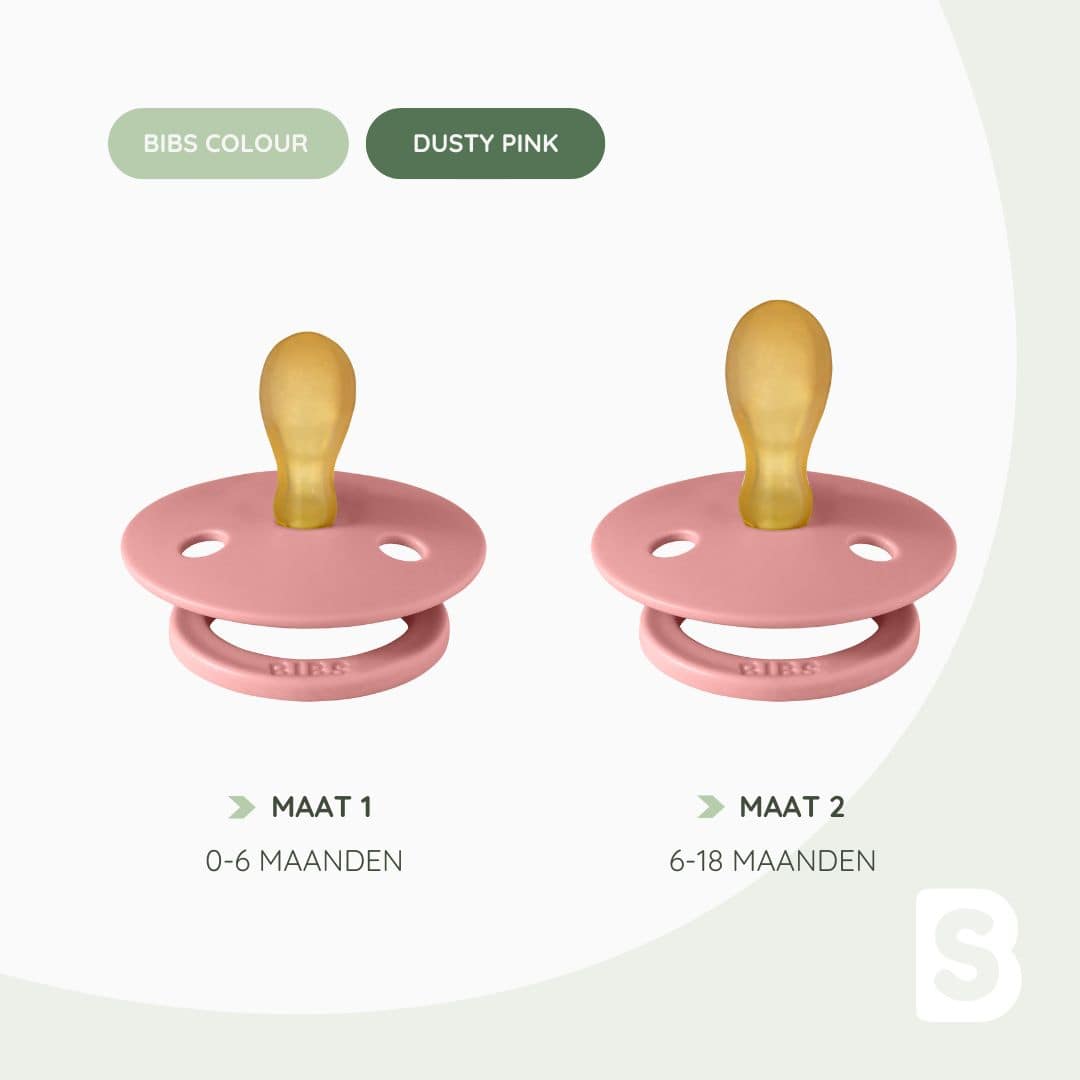 BIBS Colour fopspeen met platte speen van latex in de roze kleur dusty pink