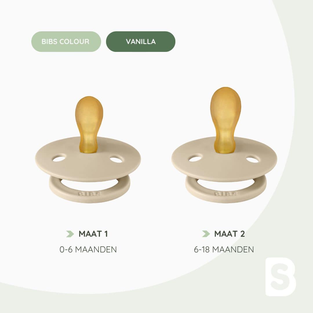 BIBS colour fopspeen met symmetrische speen van natuurrubber in de kleur vanilla beige