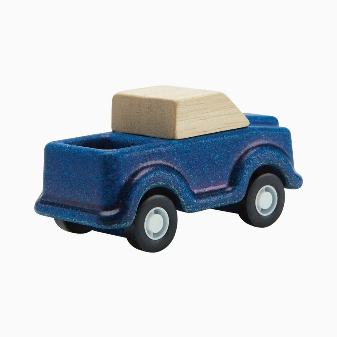 Blauwe houten truck Plantoys