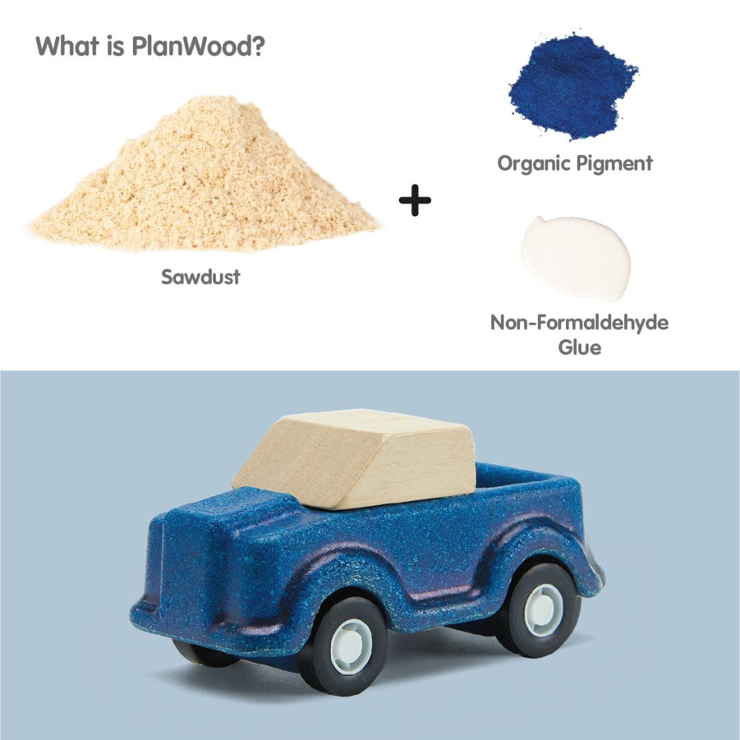 Plantoys houten speelgoedauto blauw
