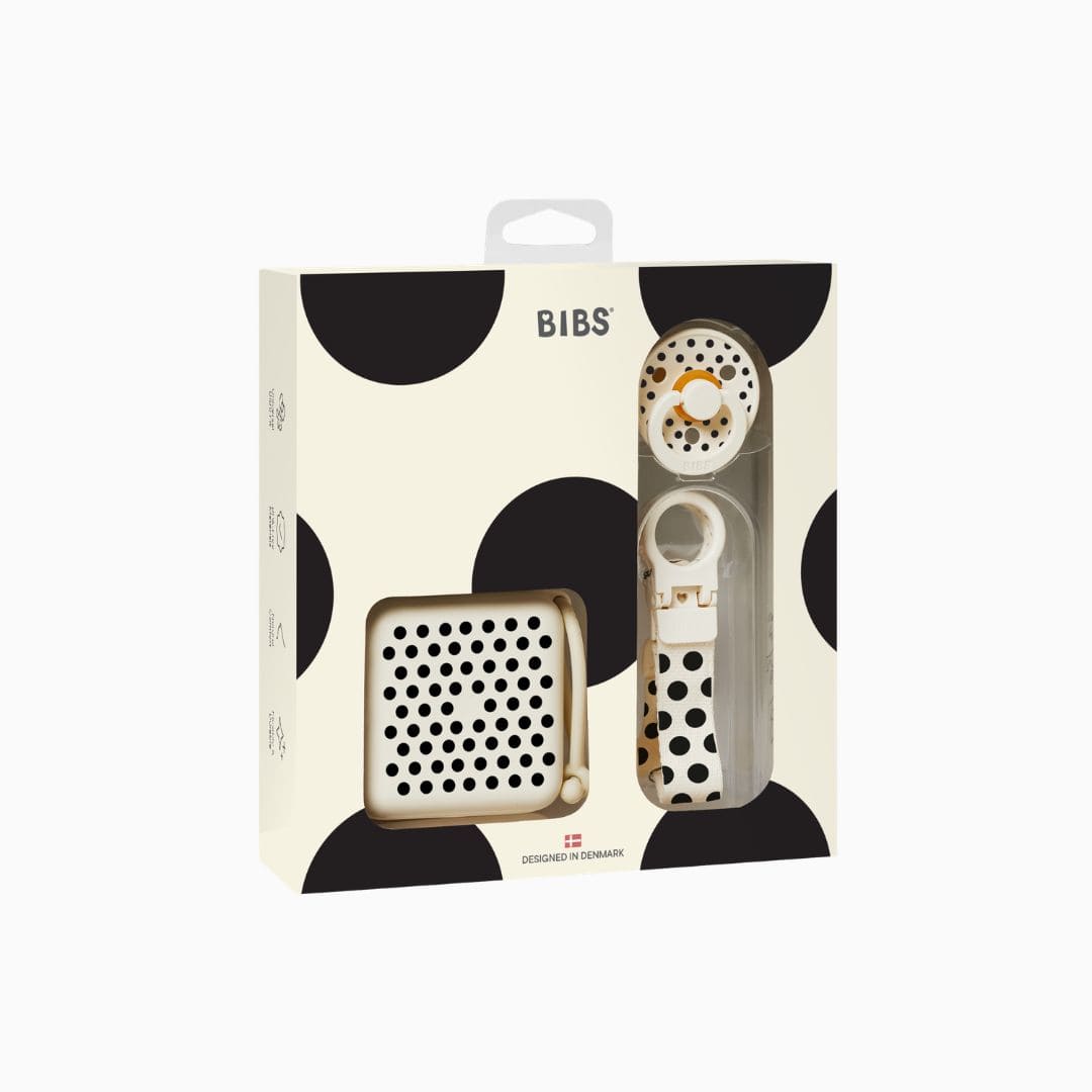 BIBS Soothe & Go Polka cadeauset ivory/black
