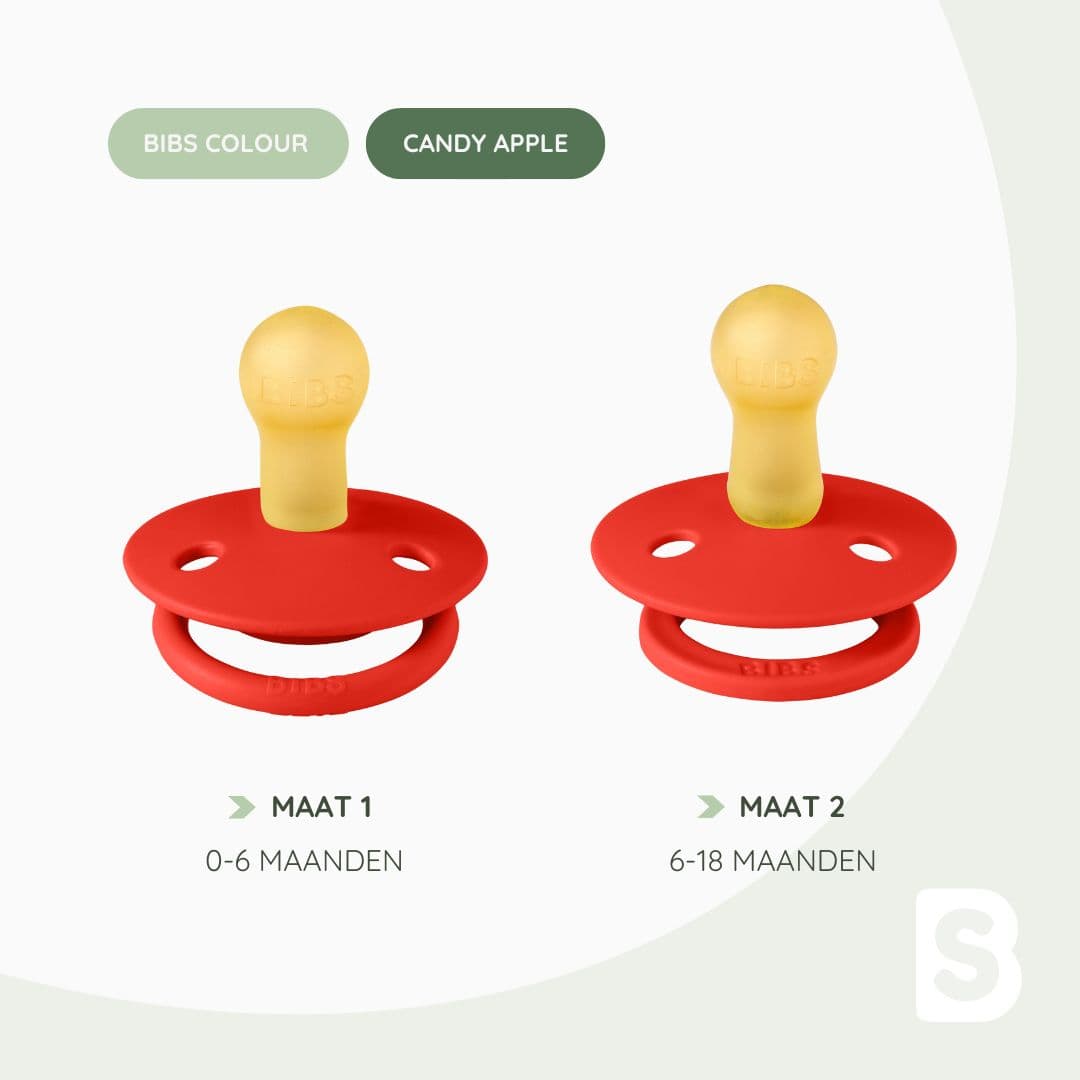 BIBS Colour rondvormige speen in de rode kleur Candy Apple
