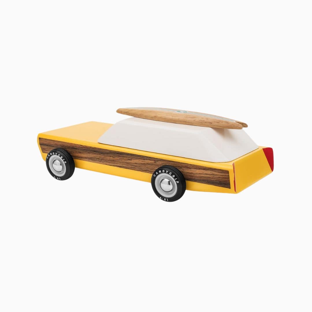 Candylab houten speelgoedauto Americana woodie geel