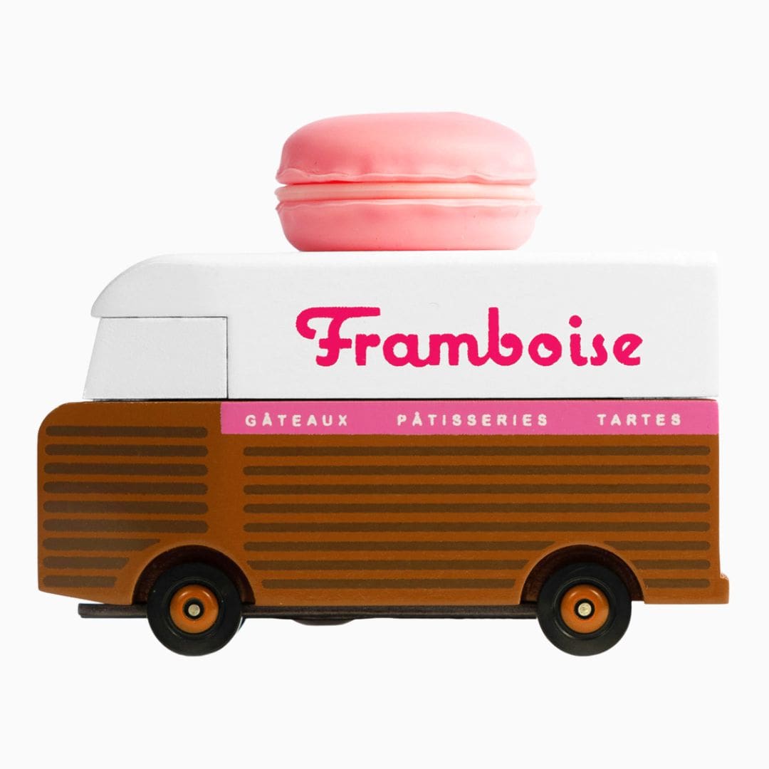 Candylab Candycar houten auto foodtruck macaron framboos roze