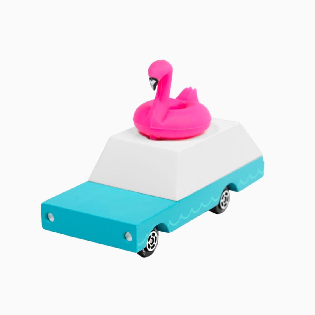 Candylab Toys candycar houten auto met roze flamingo