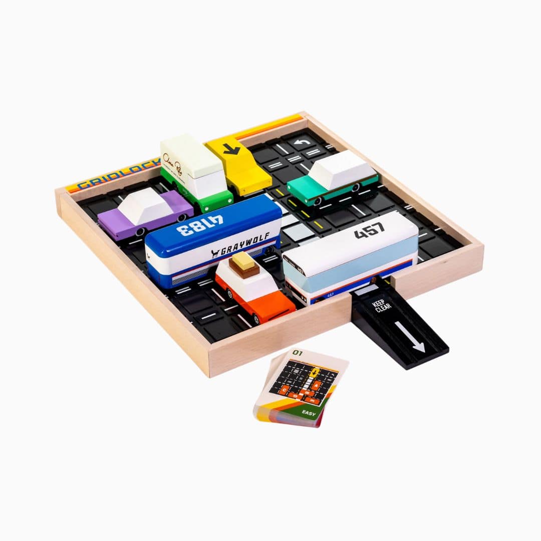 Candylab Gridlock puzzelbord met blockauto, opdrachtkaarten en zes candycars