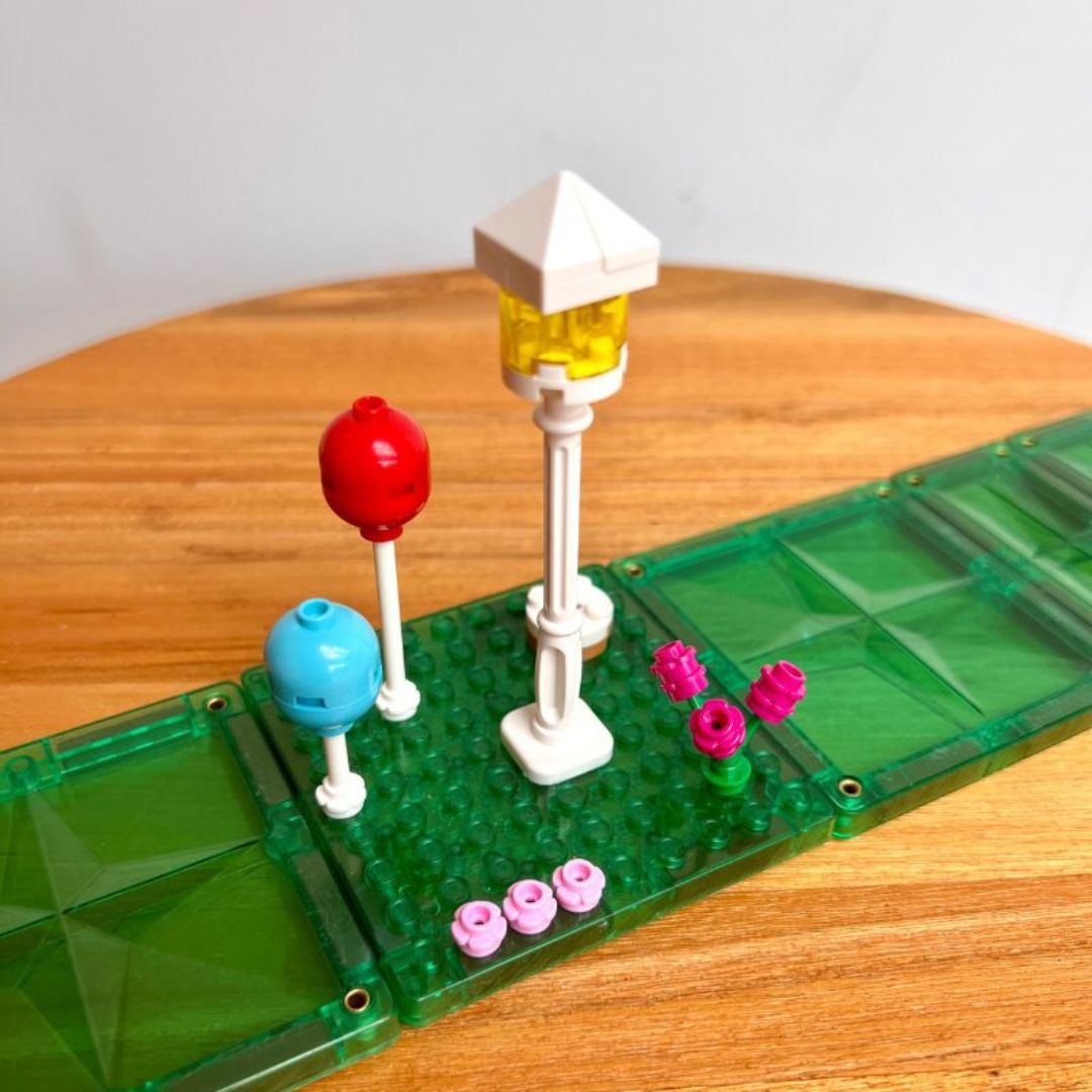 Coblo magnetisch tegels brick in regenboogkleuren om lego op te bouwen