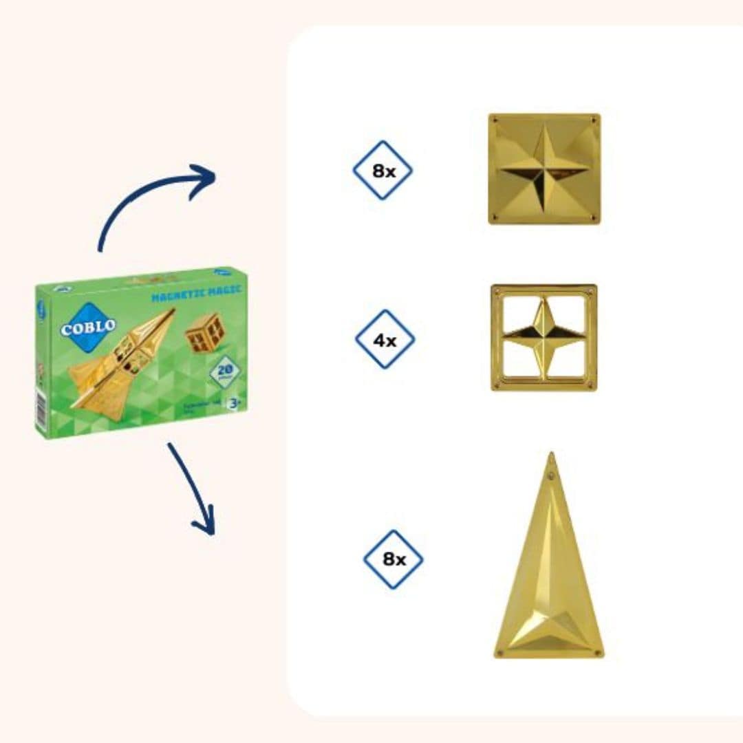 Coblo magnetische tegels goud 20-delig