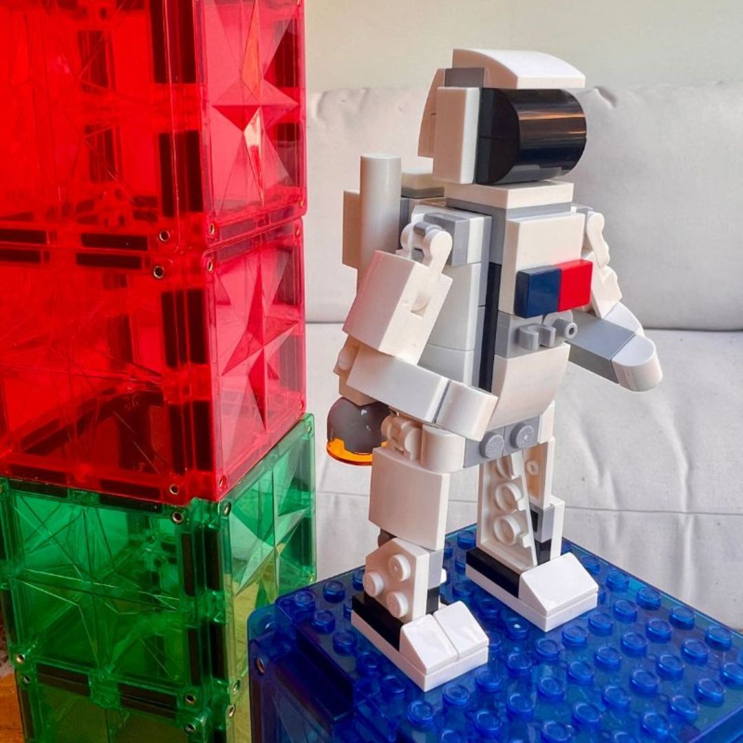 Coblo magnetisch tegels brick in regenboogkleuren om lego op te bouwen