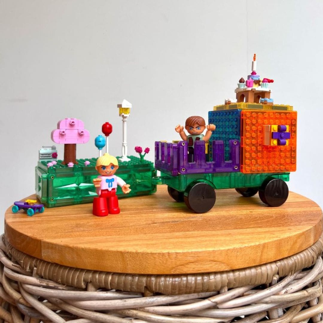 Coblo magnetisch tegels brick in regenboogkleuren om lego op te bouwen