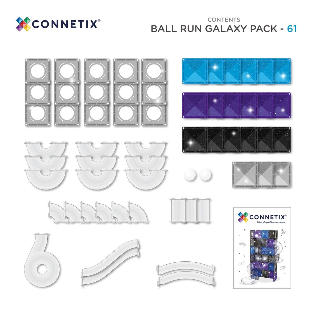 CONNETIX Glitter Galaxy Ball Run Pack - 61 stuks