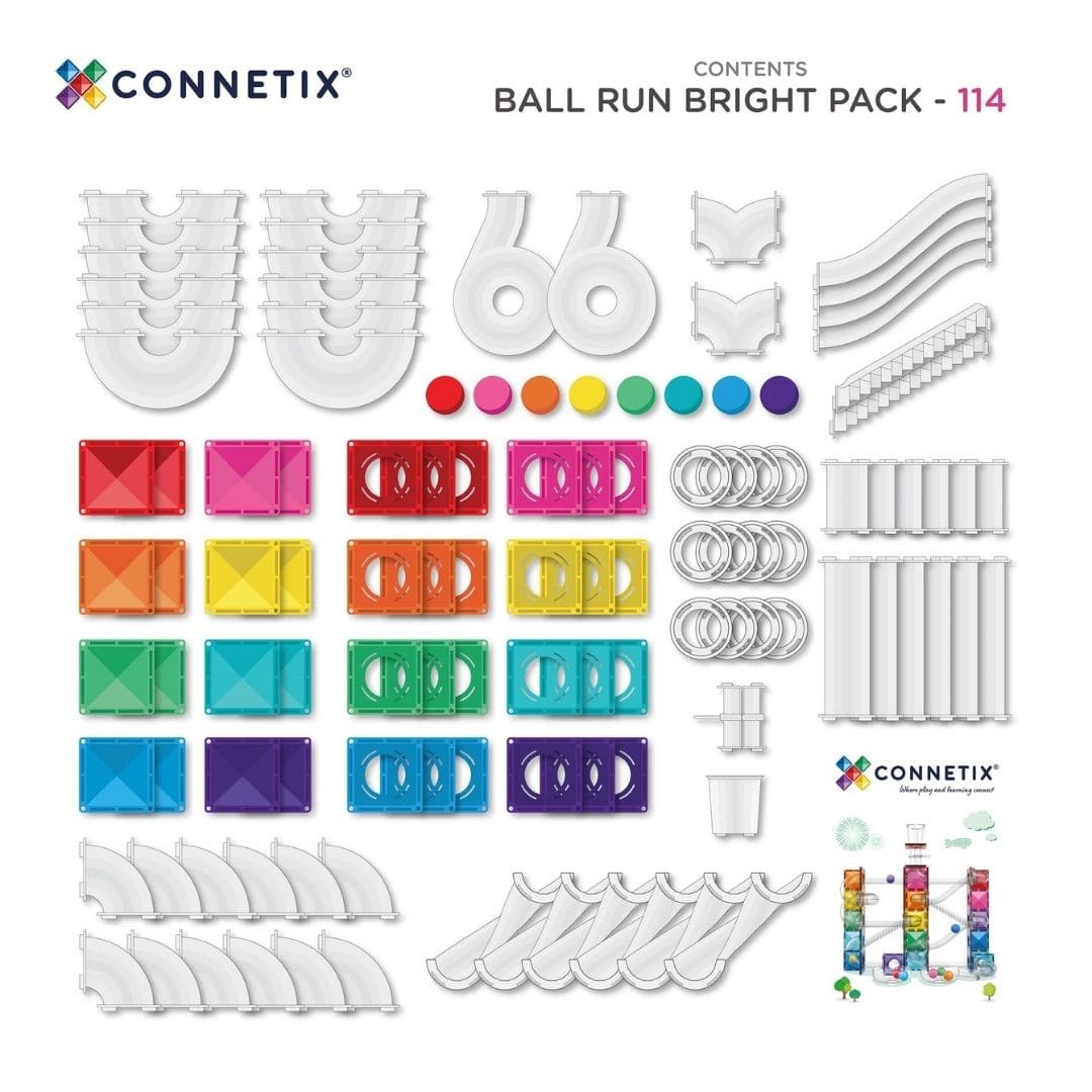 Connetix ball run pack knikkerbaan bright in regenboog kleuren