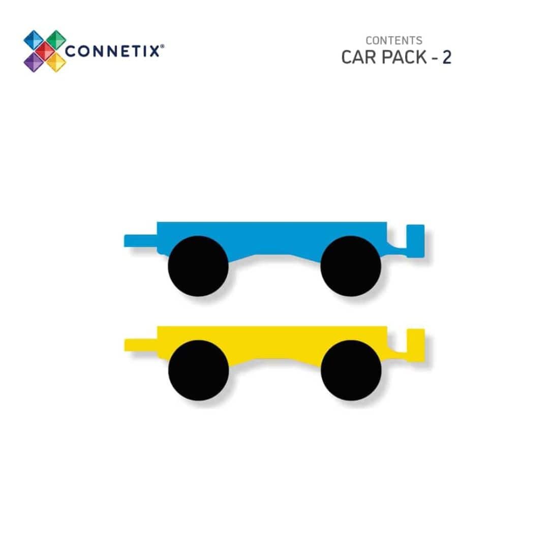 Connetix Car pack met 2 magnetische bouwplaten met wielen om auto's te bouwen