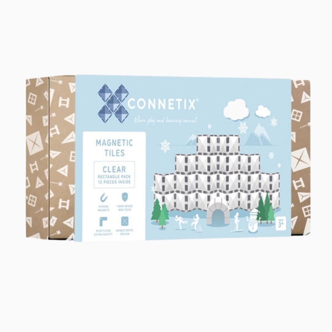 Connetix magnetische tegels transparant set 12 verschillende rechthoeken