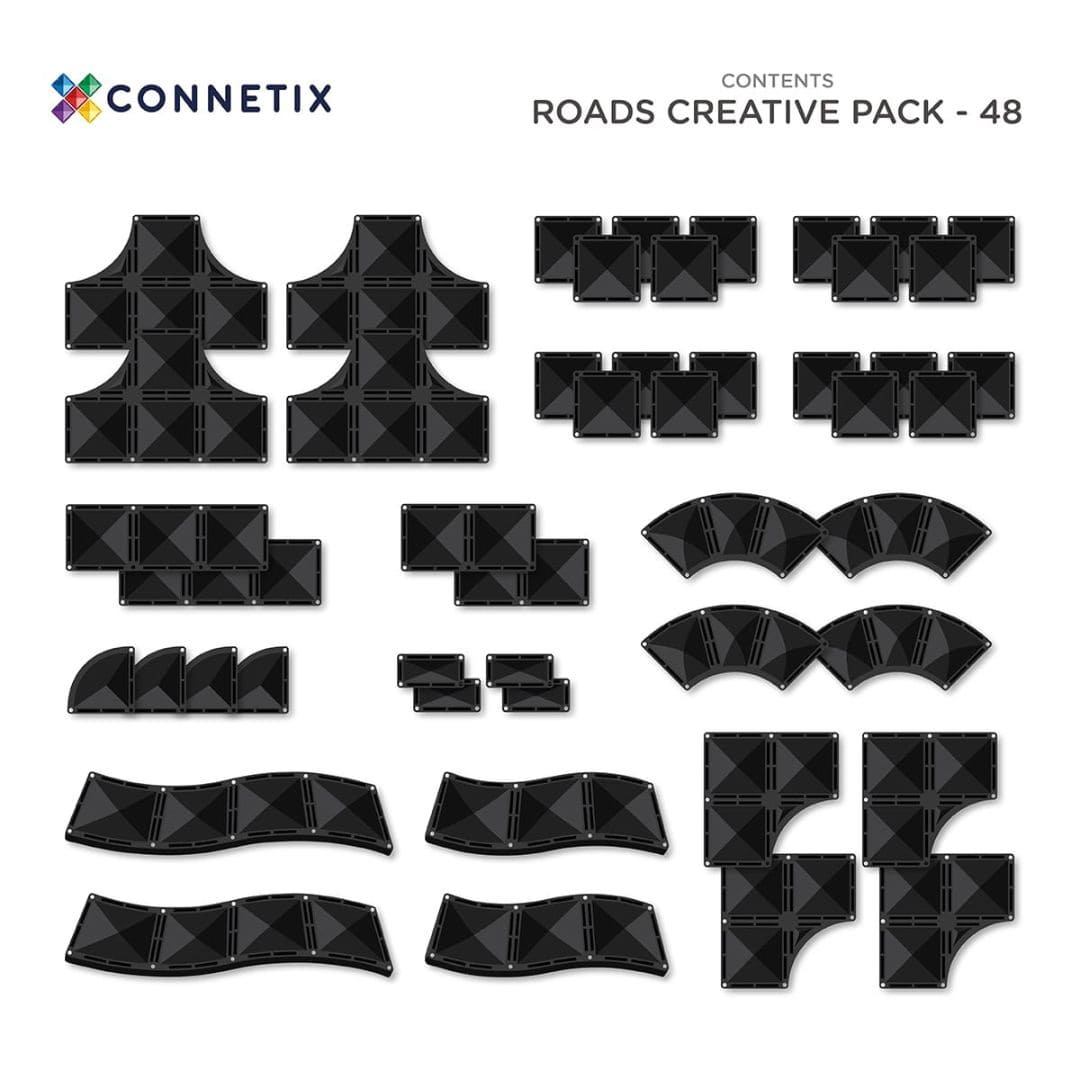 connetix roads magnetische tegels in de kleur zwart