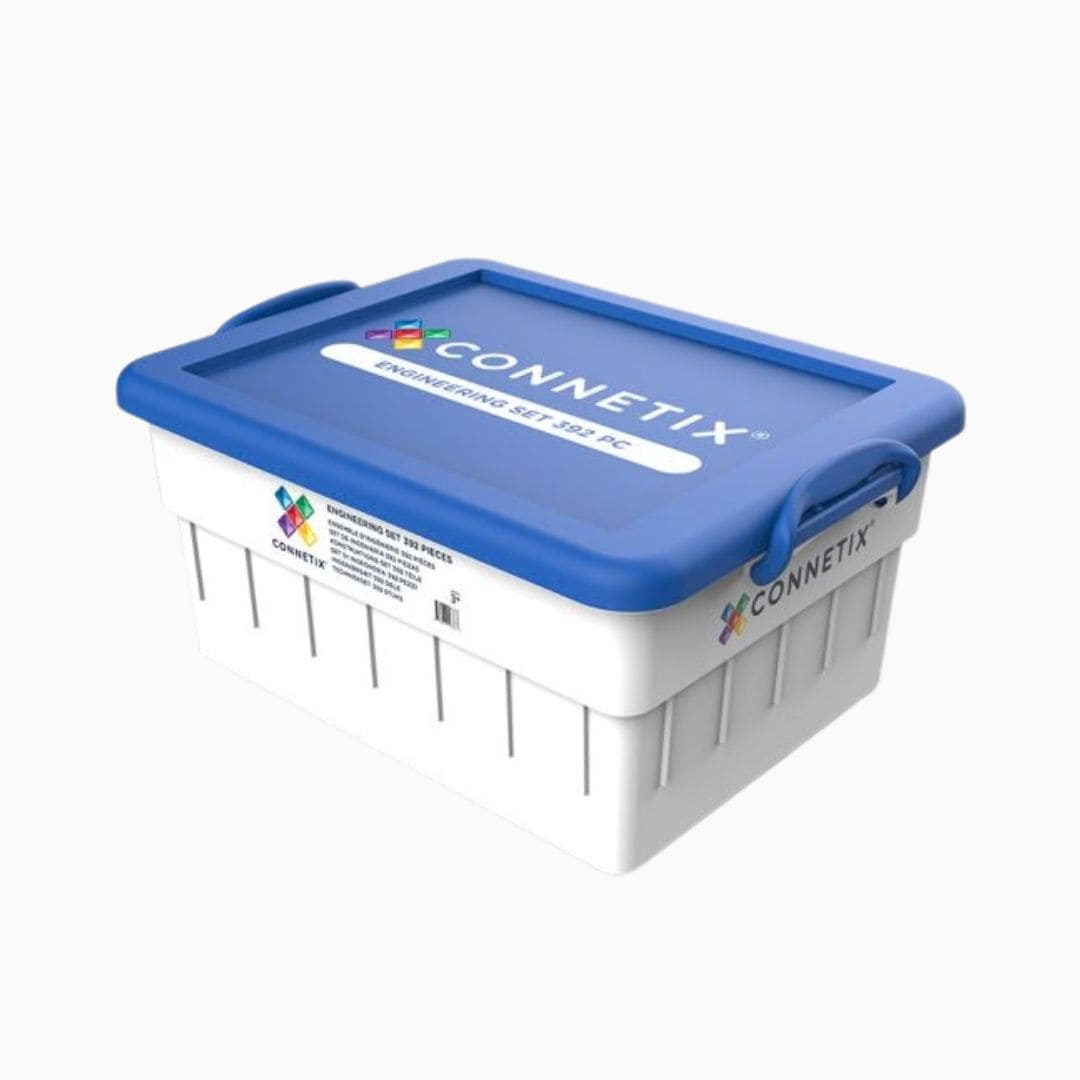 connetix education range engineering set met knikkerbaan onderdelen en magnetische tegels