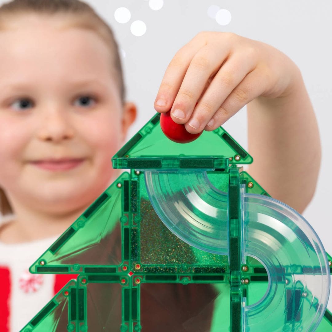 Connetix magnetische tegels knikkerbaan om kerstboom ball run te maken