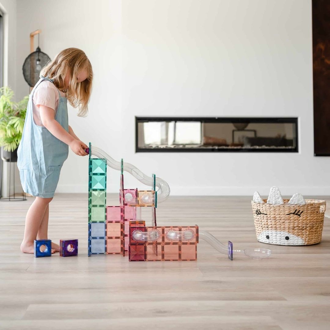 Connetix magnetische tegels Pastel uitbreidingsset knikkerbaan 80-delig