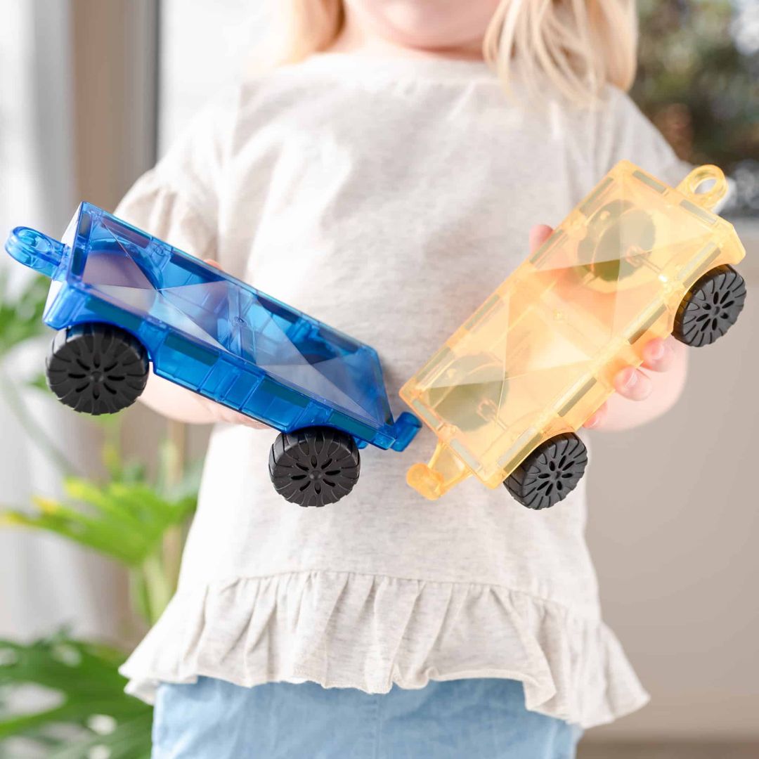 Connetix Car pack met 2 magnetische bouwplaten met wielen om auto's te bouwen
