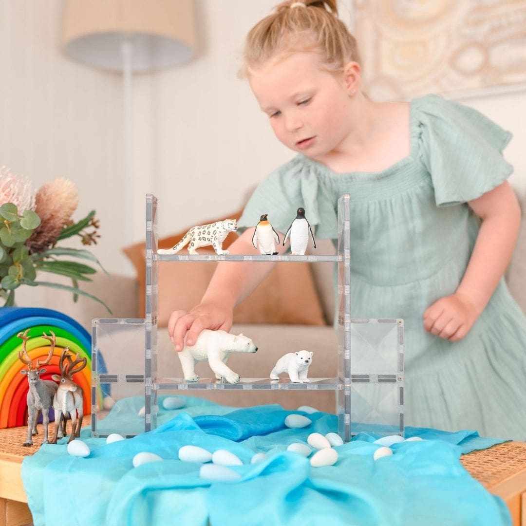 Connetix magnetische tegels transparant set 12 verschillende rechthoeken