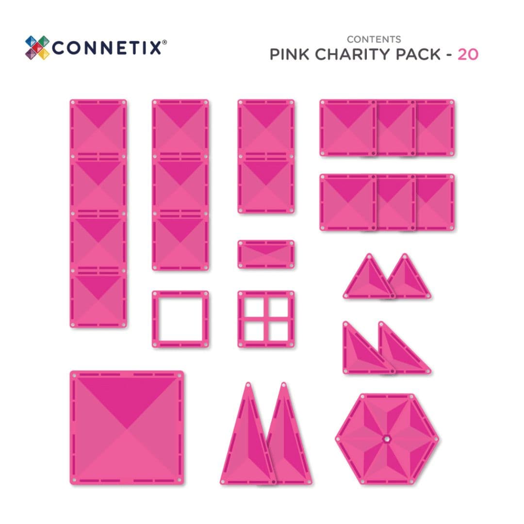 Connetix magnetische tegels pink pack met tegels in roze uit de regenboog collectie