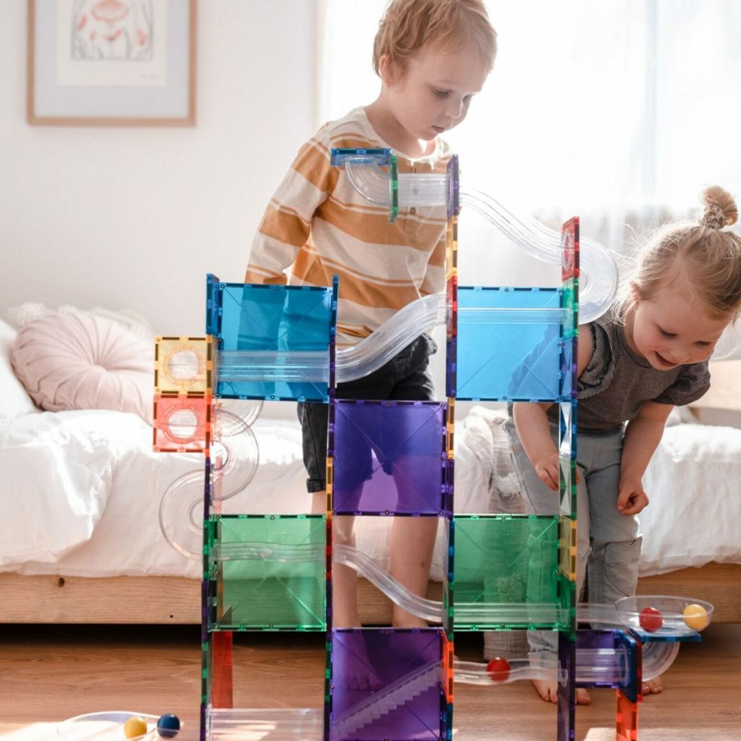 Connetix magnetische tegels knikkerbaan rainbow ball run 92 delig