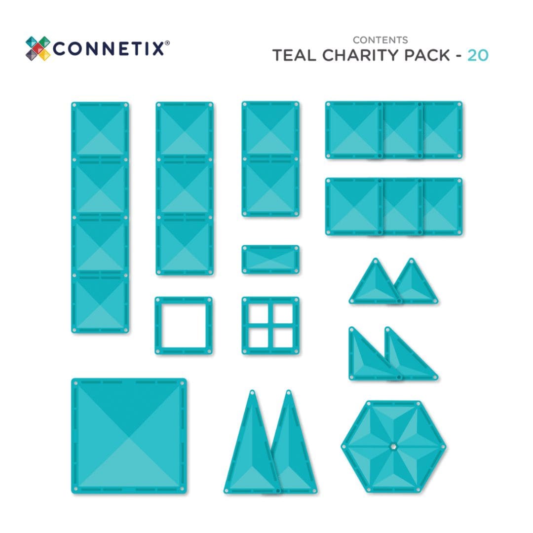 Connetix magnetische tegels teal pack met tegels in turquoise uit de regenboog collectie