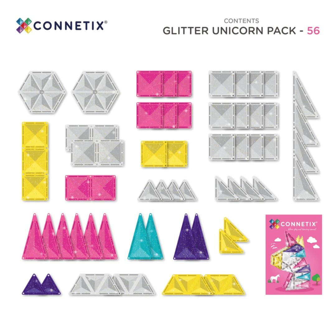 CONNETIX Tiles Unicorn pack met magnetische glitter tegels