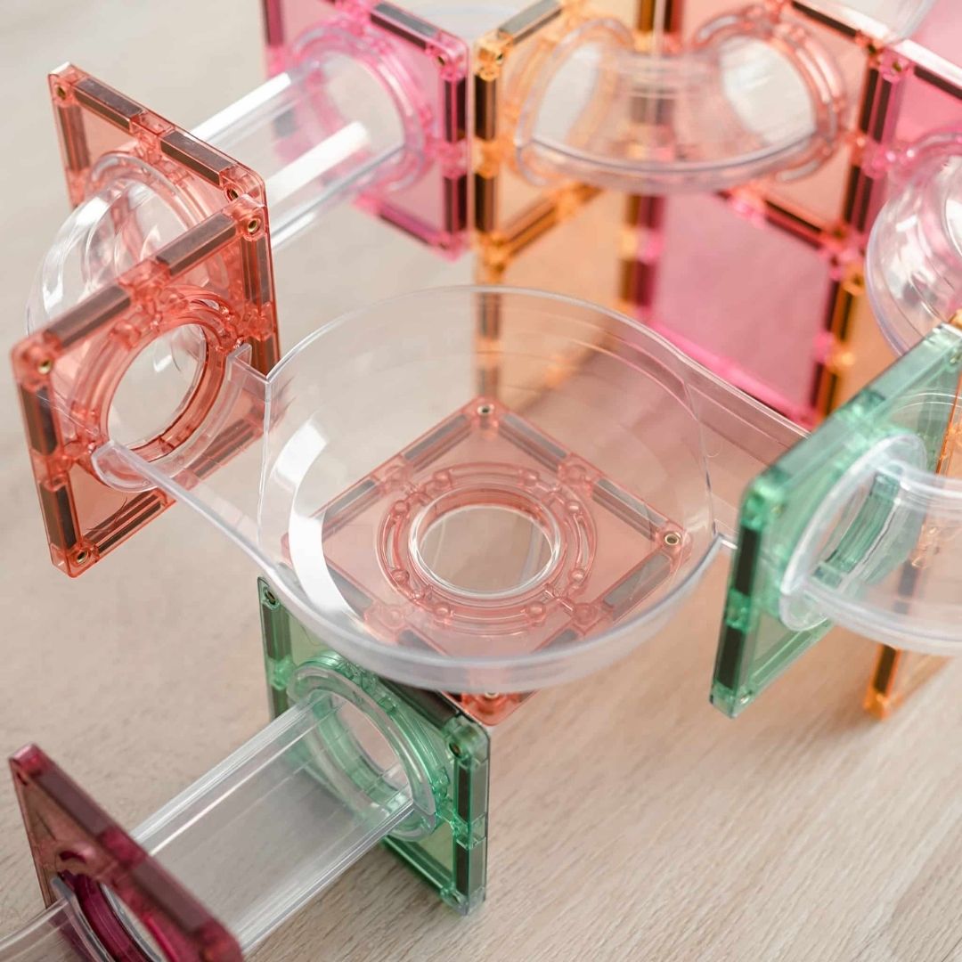 Connetix magnetische tegels Pastel uitbreidingsset knikkerbaan 80-delig