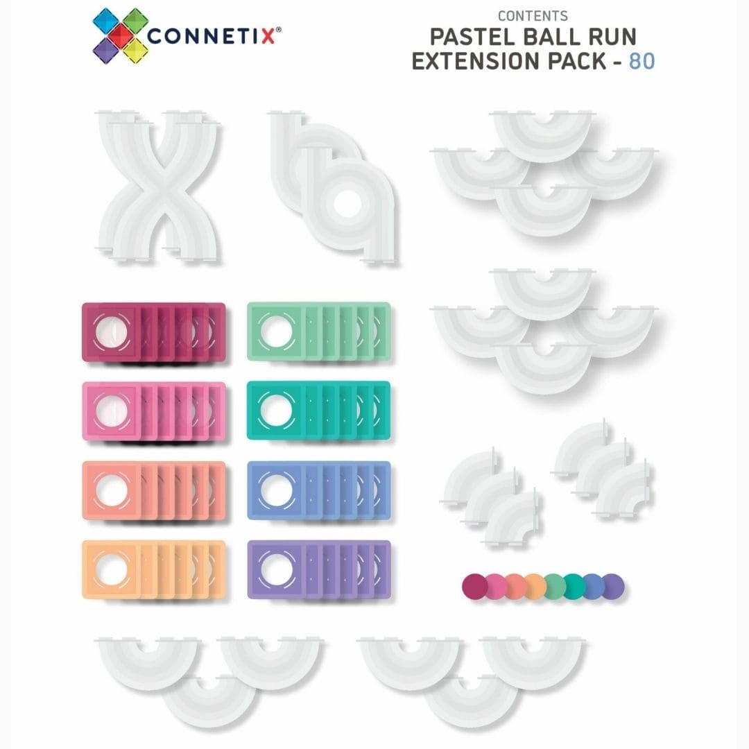 Connetix magnetische tegels Pastel uitbreidingsset knikkerbaan 80-delig