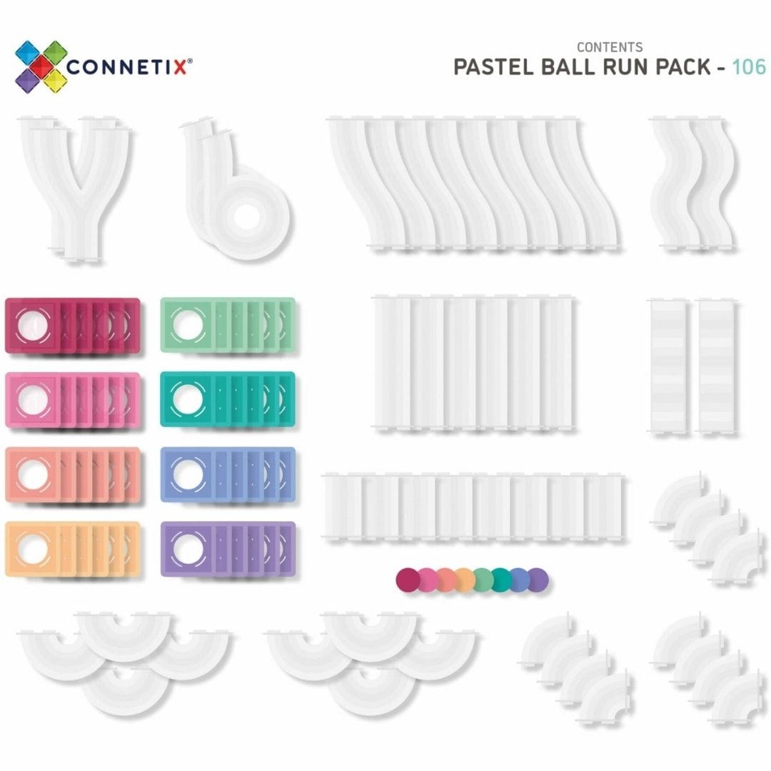 Connetix magnetische tegels knikkerbaan Pastel 104 stuks
